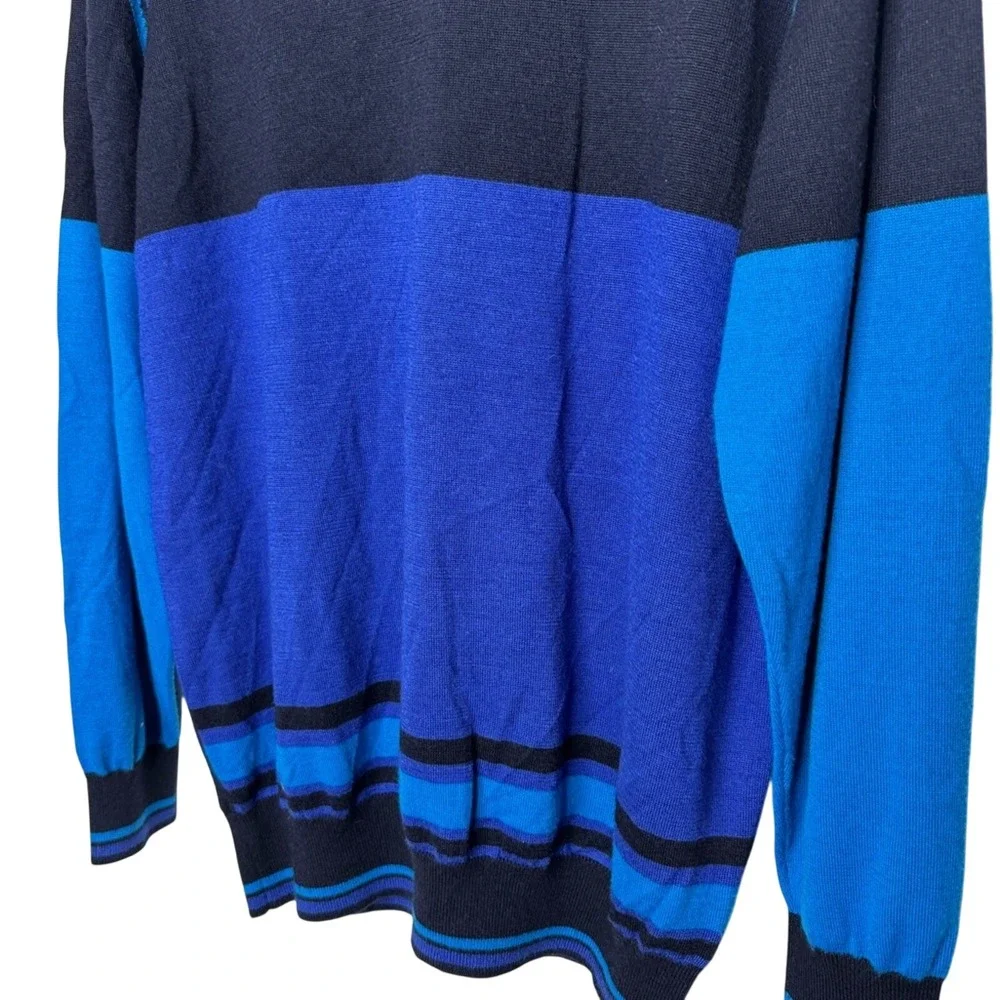 Cigar Couture Mens V Neck Colorblock Sweater Bold Retro Wool Eclectic Grandpa